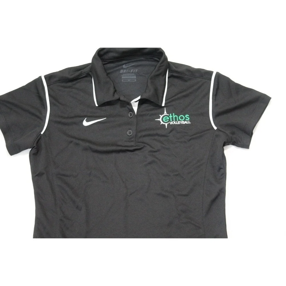 Nike Women Black Polo Shirt Dri Fit Golf Casual Size Medium